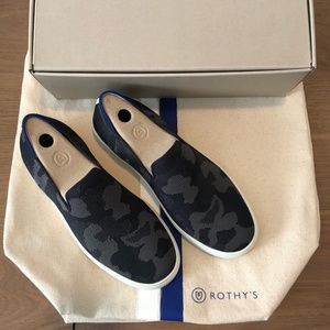 Rothy's Grey Camo Slip-On Sneakers 8.5 w/ Canvas Tote